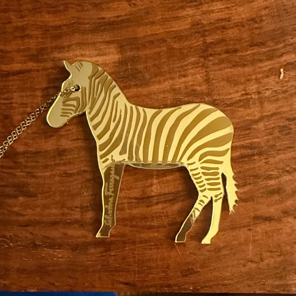 Salvatore Ferragamo Gold Mirrored Zebra Bag Charm